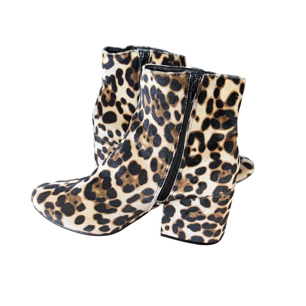Madden Girl Leopard‎ Print Block Heel Ankle Booties Tan Black Animal Print 8.5 - Picture 5 of 11